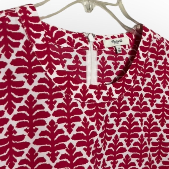 Madewell Province Red & White Geometric Ikat Bloom Short Sleeve Blouse Size XS - Picture 5 of 14